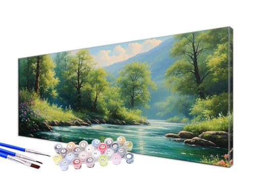 Malen Nach Zahlen Wald Malen Nach Zahlen Erwachsene Groß XXL 100x200cm, DIY Handgemalt Ölgemälde Bastelset Kit für Anfänger mit 3 Feinen Pinseln und Acrylfarbe, Zimmer Deko, Ohne Rahmen, Blume JC-598 von Jinycoon