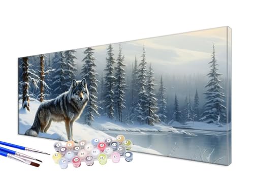 Malen Nach Zahlen Winter Malen Nach Zahlen Erwachsene Groß XXL 100x200cm, DIY Handgemalt Ölgemälde Bastelset Kit für Anfänger mit 3 Feinen Pinseln und Acrylfarbe, Zimmer Deko, Ohne Rahmen, Tier JC-634 von Jinycoon