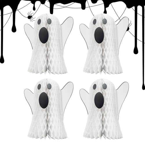 Ghost Beehive Dekoration Halloween Ghost Beehive, Vista Gedruckt Halloween Honeycomb Geist Geist Tisch 4 Stücke Festliche Geist Tischdekoration, Gruselige Geist Bienenstock Center von Jinyilwn