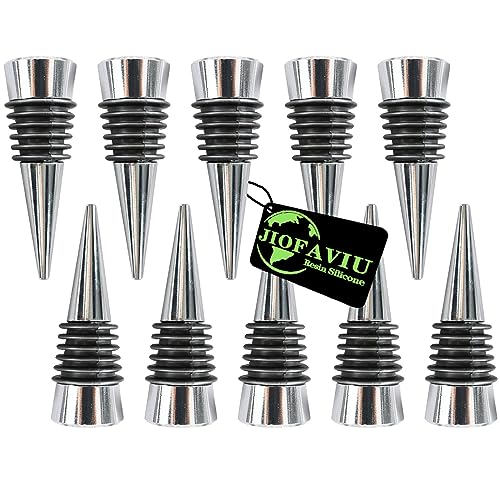 JIOFAVIU 10-teiliges Weinflaschenverschluss-Set, Harz-Weinflaschenverschlüsse, Formen-Set, Zubehör, Weinstopfen für Silikonformen, Epoxidharz (10 Metallstopfen) von Jiofaviu