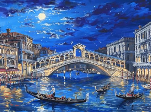 DIY 5D Diamond Painting Erwachsene/Kinder, Brücke bei Nacht Diamant Painting Kits Bilder Diamant Malerei Set mit Zubehör Kristall Strass Stickerei Kreuzstich Basteln Arts für Geschenk Home 25x30cm von Jiorn