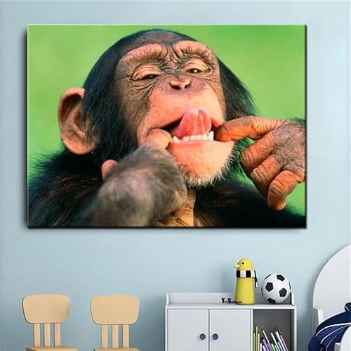 DIY 5D Diamond Painting Erwachsene/Kinder, Orang-Utan Tier Diamant Painting Kits Bilder Diamant Malerei Set mit Zubehör Kristall Strass Stickerei Kreuzstich Basteln Arts für Geschenk Home 60x90cm von Jiorn