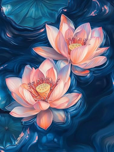 DIY 5D Diamond Painting Erwachsene/Kinder, Schöner Lotus Diamant Painting Kits Bilder Diamant Malerei Set mit Zubehör Kristall Strass Stickerei Kreuzstich Basteln Arts für Geschenk Home 80x120cm von Jiorn