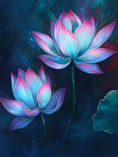 DIY 5D Diamond Painting Erwachsene/Kinder, Schöner Lotus Diamant Painting Kits Bilder Diamant Malerei Set mit Zubehör Kristall Strass Stickerei Kreuzstich Basteln Arts für Geschenk Home 80x120cm von Jiorn