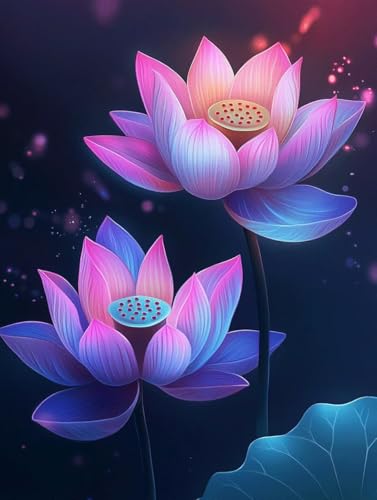 DIY 5D Diamond Painting Erwachsene/Kinder, Schöner Lotus Diamant Painting Kits Bilder Diamant Malerei Set mit Zubehör Kristall Strass Stickerei Kreuzstich Basteln Arts für Geschenk Home 80x120cm von Jiorn