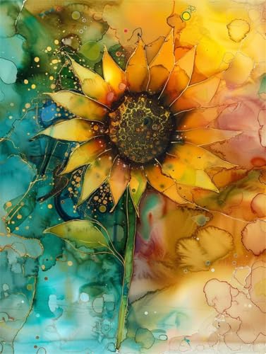 DIY 5D Diamond Painting Erwachsene/Kinder, Sonnenblume Diamant Painting Kits Bilder Diamant Malerei Set mit Zubehör Kristall Strass Stickerei Kreuzstich Basteln Arts für Geschenk Home Round 50x70cm von Jiorn