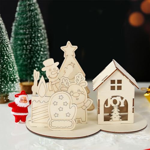 Weihnachtshütte Puzzle Dekoration Festliche Party Tischdekoration Weihnachts-Party-Zubehör (C, 16×9×9cm) von Jipersuo