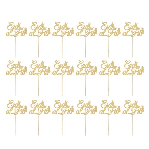 Eid Mubaraks Kuchendekorationen für Muslime, Festival, Cupcake-Topper, goldfarben, glitzernd, für Partys und Veranstaltungen, 18 Stück Eid Mubaraks Kuchendekorationen für Muslime, Festival, Cupcake-Topper, goldfarben, glitzernd, für Partys und Veranstaltungen, 18 Stück von Jiqoe