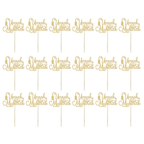 Eid Mubaraks Kuchendekorationen für Muslime, Festival, Cupcake-Topper, goldfarben, glitzernd, für Partys und Veranstaltungen, 18 Stück Eid Mubaraks Kuchendekorationen für Muslime, Festival, Cupcake-Topper, goldfarben, glitzernd, für Partys und Veranstaltungen, 18 Stück von Jiqoe