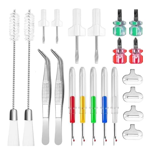 Jiqoe Nähmaschinen-Reparaturwerkzeug für Maschinenreparatur mit Pinzette, Doppelkopf-Bürste, Schraubendreher, Nahttrenner, 21 Stück Jiqoe Nähmaschinen-Reparaturwerkzeug für Maschinenreparatur mit Pinzette, Doppelkopf-Bürste, Schraubendreher, Nahttrenner, 21 Stück von Jiqoe