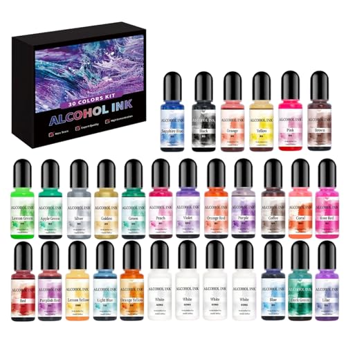 Mehrfarbiges Tinten Set Mit 30 Farbtönen Epoxidharz Pigment Epoxidharz Farbstoff Verwischungsfarbstoff Bastelzubehör Zum Basteln von Jiqoe