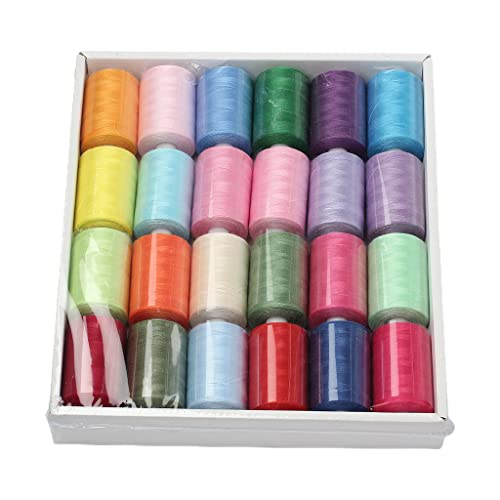 Nähgarnspulen-Set aus Polyester, flache Polyesterschnur zum Nähen, 24 Farben von Jiqoe