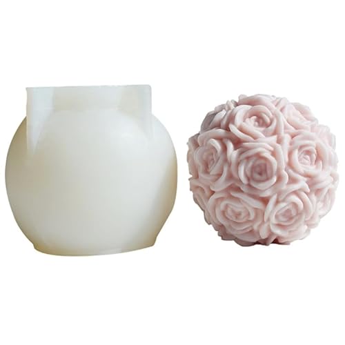 Silikonform für Rosenkugeln, Kerzenherstellung, einzigartige Düfte, Aromatherapie, Kunstharzformen, Heimornament, florale Kerzenformen von Jiqoe