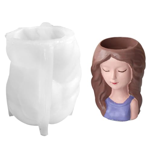 Silikonformen Epoxidharz, Little Girl Gypsum Flower Pot Silicone Mold Epoxy Resin Casting Mold Succulent Vase Cement Mold Candle Holder Mold von Jiqoe