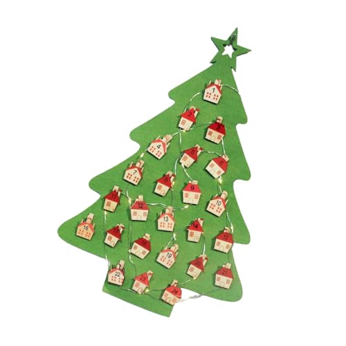 Weihnachten Countdown Kalender Anhänger 24 Tage Countdown Kalender Geschenk Filz Weihnachtsbaum mit Licht Adventskalender Urlaub Dekor von Jiqoe