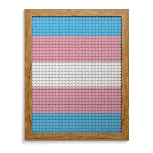 JiuPopular Diamant-Malerei-Set zum Selbermachen mit Rahmen, Transgender-Flagge, quadratisch, Diamant-Kunst-Set für Wanddekoration, 40 x 50 cm von JiuPopular