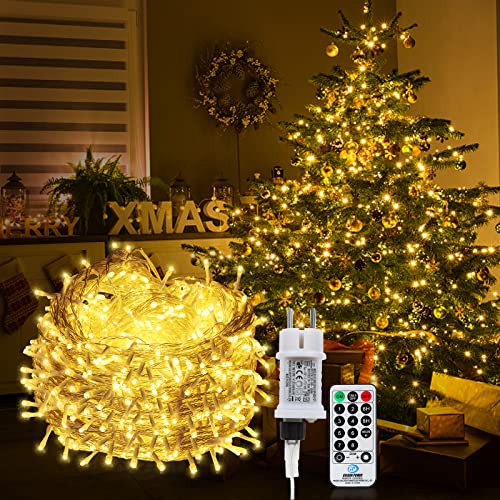 Jiubiaz LED Lichterkette Außen, 40m 400LEDs mit 8 Leuchtmodi Dimmfunktion,Lichterkette mit Fernbedienung Timer und Speicherfunktion, IP44 Wasserdicht für Außen & Innen Party, Warmweiß von Jiubiaz