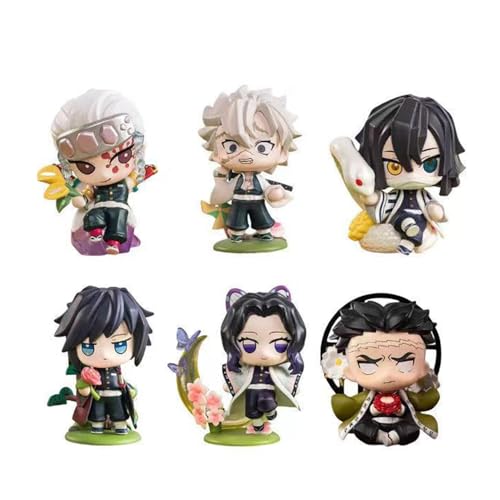 Anime Figur Kamado Tanjiro Look Up Figur, Q Ver Kamado Nezuko Kuchen Topper, Mini Hashibira Inosuke Actionfigur Modell Tokitou Muichirou Figur Statue Desktop Decoration Collection von Jiumaocleu