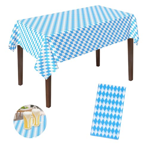 2 STK Oktoberfest Tischdecke Servietten Bayerische Tischdeko, Oktoberfest Tischläufer Tischset 137 x 274 cm Blau Weiß Bayernraute Partytischdecke für Bayrische Mottoparty Oktoberfest Party Dekoration von Jiusely