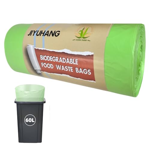 Jiyuhang Biomüllbeutel 60 Liter 30 Stück, Kompostierbare Müllbeutel Abbaubar Maisstärke Material, Müllsäcke für Küche, Büro, Wohnzimmer (Hellgrün,16GAL/72.5x80 cm) von Jiyuhang