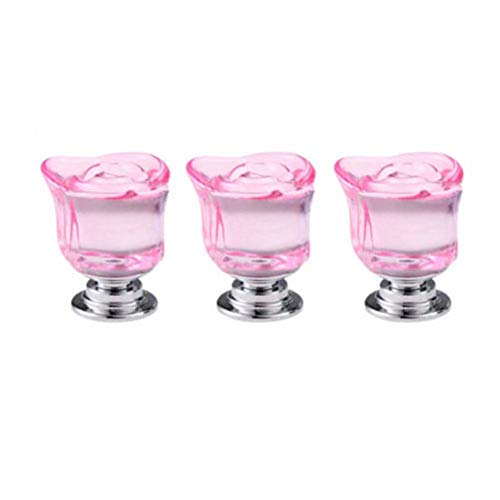 Jjoer MöBelknauf Vintage Klar Kristall Glas Rose Knauf FüR Schrank Schraubenmontage MöBelgriffe Kaufen Für Schubladen Tür Schranktür Kleiderschrank Türmöbel pink von Jjoer