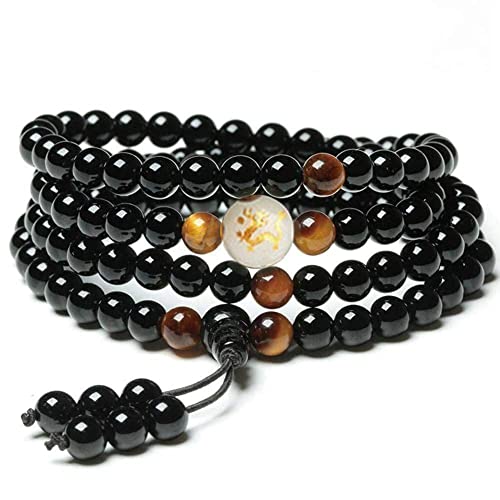 Jkapagzy Naturstein Schwarzer Obsidian Magnettherapie Armband Gewichtsverlust Gesun Pflege Slim Unisex Buddha Perlen Armbänder von Jkapagzy