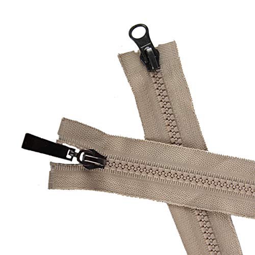 Zipper Doppel Slider Open End Reißverschlüsse für Nähen Kleidung DIY Fertigkeit Reißverschluss-Jacken-Reißverschluss, Beige, 80cm von Jksdp