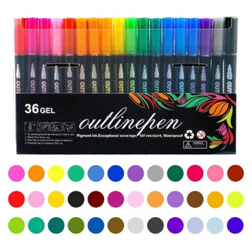 Jlkegfdf Coloring Lightstick Graffiti Textmarker, Outline Markers Self-Outline Markers, Glitter Pens Outline Marker Pens, Drawing Paint Pens von Jlkegfdf