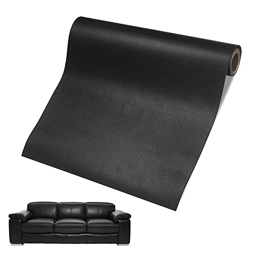 60 x 137cm Selbstklebendes Kunstleder Patch, Leder Reparatur Set Patch Kit, Leder Patch Selbstklebend, Lederfolie, Kunstleder Selbstklebende für Sofas, Autositze, Bürostuhl, Kopfteil, (Schwarz) von Jlnmmn