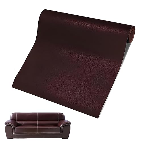 60 x 137cm Selbstklebendes Kunstleder Patch, Leder Reparatur Set Patch Kit, Leder Patch Selbstklebend, Lederfolie, Kunstleder Selbstklebende für Sofas, Autositze, Bürostuhl, Kopfteil (Dunkelbraun) von Jlnmmn