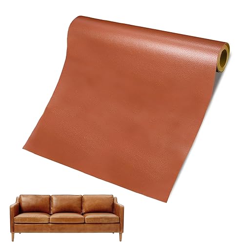 60 x 137cm Selbstklebendes Kunstleder Patch, Leder Reparatur Set Patch Kit, Leder Patch Selbstklebend, Lederfolie, Kunstleder Selbstklebende für Sofas, Autositze, Bürostuhl, Kopfteil (Hellbraun) von Jlnmmn