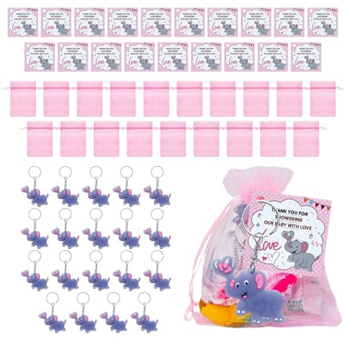 Gastgeschenke zur Geschlechtsoffenbarung, rosa oder blaue Partygeschenke | Elefanten-Schlüsselanhänger mit Anhängern und Organzabeuteln,20 Sets, Partydekorationen, Geburtstagsgeschenk für Taufpartys, von Jlobnyiun