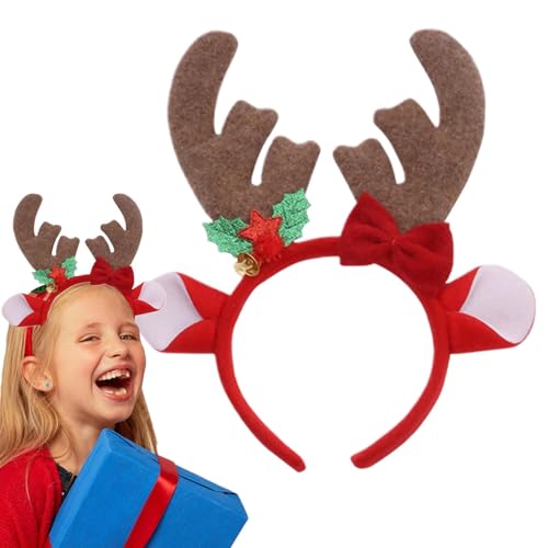 Jlobnyiun Geweih-Stirnbänder für Kinder, bezauberndes Geweih, Weihnachts-Haarband, kurzes langes Haar, saisonale Kopfbedeckung, Dekoration für Erwachsene und Kinder für Bühne, Fotografie von Jlobnyiun