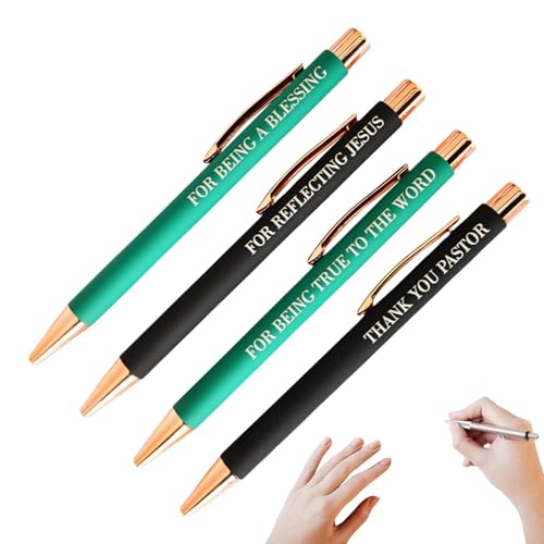 Jlobnyiun Kugelschreiber, schwarz, 4 x Pastoren-Wertschätzungs-Tintenstifte, religiöser Stift, einziehbarer Stift für Geburtstag, Pastorentag, Weihnachten Jlobnyiun Kugelschreiber, schwarz, 4 x Pastoren-Wertschätzungs-Tintenstifte, religiöser Stift, einziehbarer Stift für Geburtstag, Pastorentag, Weihnachten von Jlobnyiun