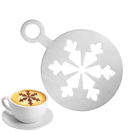 Kuchendekorationsschablonen, Schablonen für Kuchendekoration | 10,9 cm (4,72 Zoll) Cappuccino-Kunst-Kaffee-Kunstwerkzeuge – Milchkaffee-Kunstformen mit Schneeflocke, R von Jlobnyiun