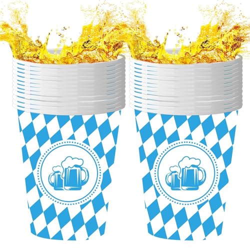 Oktoberfest-Geschirr, Oktoberfest-Zubehör | 20-teiliges Geschirr-Set, Dekorationen für das bayerische Bierfest – die Designbedarf mit blau-weißer Flagge von Jlobnyiun