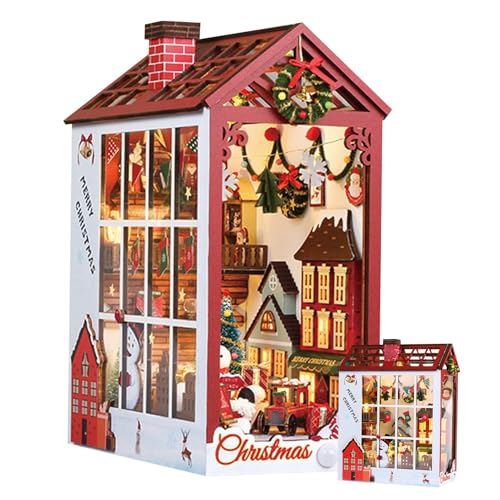 Weihnachts-Buchecke, Festival-Buchecke-Set, Miniatur-Buchecke-Bastelset – 3D-Modell aus Holz, Puppenhaus-Spielzeug, Wohndekoration von Jlobnyiun