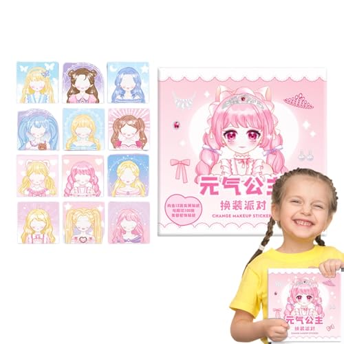 Wunderschönes Prinzessinnen-Sticker-Spielzeug, handgemachtes Sticker-Spielzeug - Kinder-Prinzessin-Make-up-Aufkleber,Ergänzende Notizbücher und Tagebücher für Kinder für Zuhause und den Kindergarten von Jlobnyiun