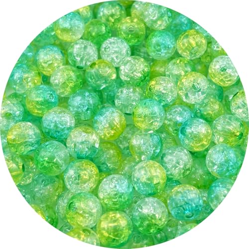 Jmassyang 100 Stück 12 mm Acrylperlen, Kristall, runde Kunststoff-Abstandshalter, Perlen für DIY-Dekoration, Halsketten, Armbänder, Ohrringe, Schmuckherstellung (gelb-grün) von Jmassyang