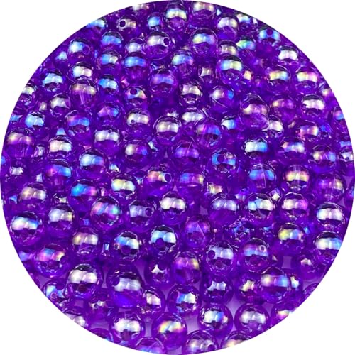 Jmassyang Glänzende Acrylperlen, rund, AB-Farbe, Abstandshalter, Kunststoffperlen, Bastelperlen für selbstgemachte Halsketten, Armbänder, Ohrringe, Schmuckherstellung, 200 Stück (Deep Purple AB) von Jmassyang