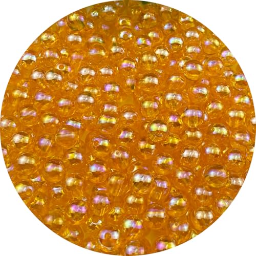 Jmassyang Glänzende Acrylperlen, rund, AB-Farbe, Abstandshalter, Kunststoffperlen, Bastelperlen für selbstgemachte Halsketten, Armbänder, Ohrringe, Schmuckherstellung, 200 Stück (Orange AB) von Jmassyang