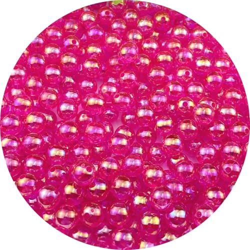 Jmassyang Glänzende Acrylperlen, rund, AB-Farbe, Abstandshalter, Kunststoffperlen, Bastelperlen für selbstgemachte Halsketten, Armbänder, Ohrringe, Schmuckherstellung, 2000 Stück (Rose AB) von Jmassyang