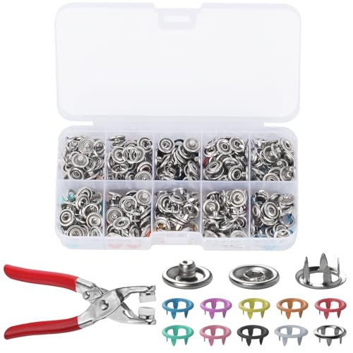 100 Stk Druckknöpfe mit Zange, Druckknöpfe Ohne Nähen, 9.4mm Metall Druckknopf Set mit Druckknopfzange, Hohle Knöpfe Werkzeug für Kinderbekleidung Taschen Handgemaakt DIY Basteln von JmhNewhope