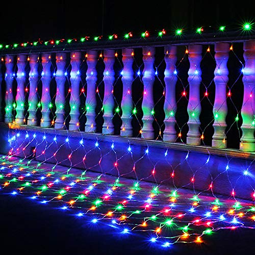 Weihnachtslichterkette 3m x 2m 320 LED Netzlichterkette Hellweiß Innen und Außen Weihnachtsbaum Lichterketten Multifunktions-Speicher-Timer Netzbetriebene Grünes Kabe (Mehrfarben) von JnDee