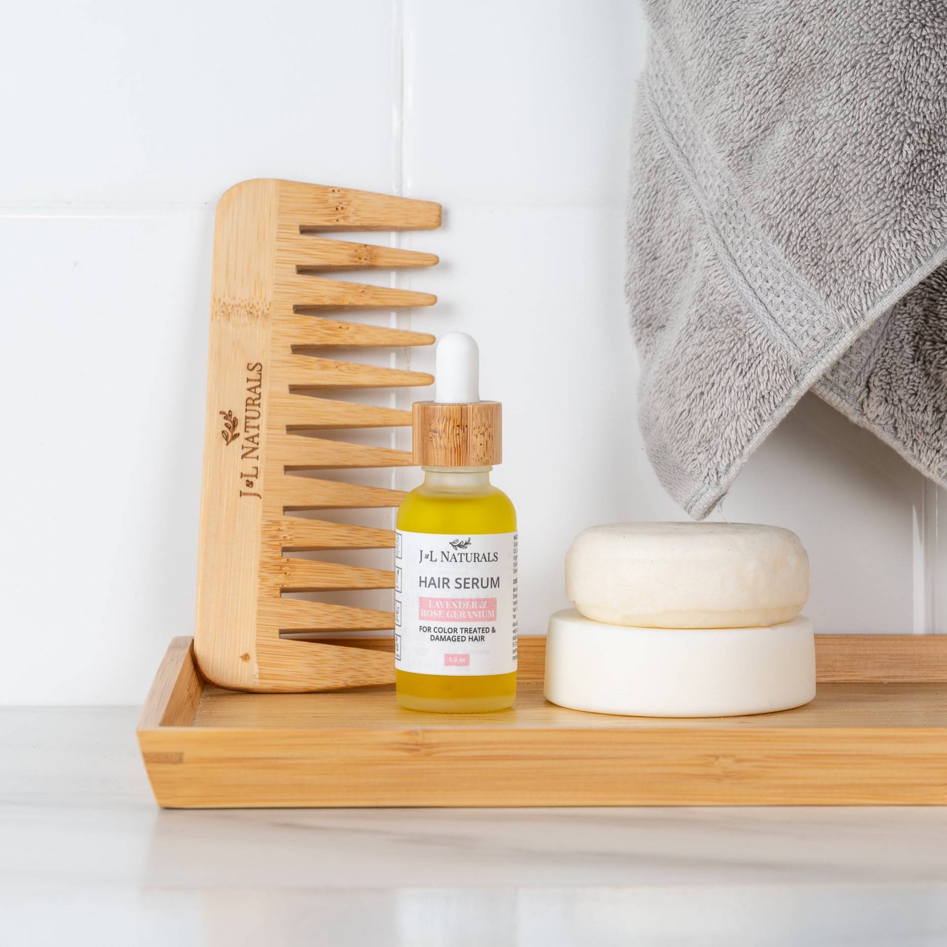 Lavendel + Rosengeranie | Stärke Haarpflege Kit Natürliches Geschenkset Mit Sulfatfreiem Shampoo Conditioner Bar Veganem Haaröl von JnLNaturals