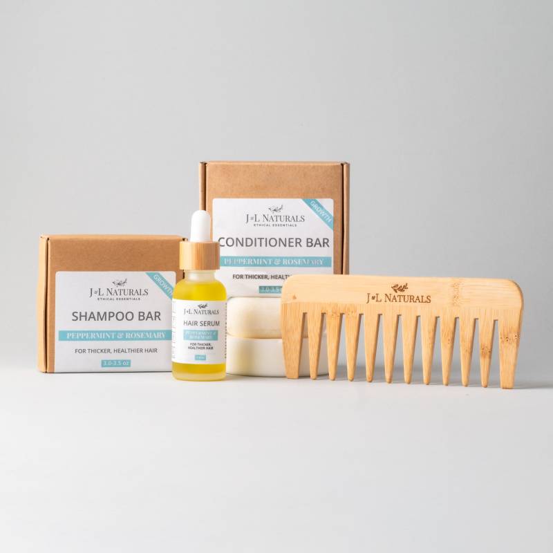 Pfefferminze + Rosmarin | Natürliches Haarpflege-Kit Für Das Wachstum Vegane Haarprodukte Natürliche Haar Seifenstücke Haaröl Haarkamm von JnLNaturals