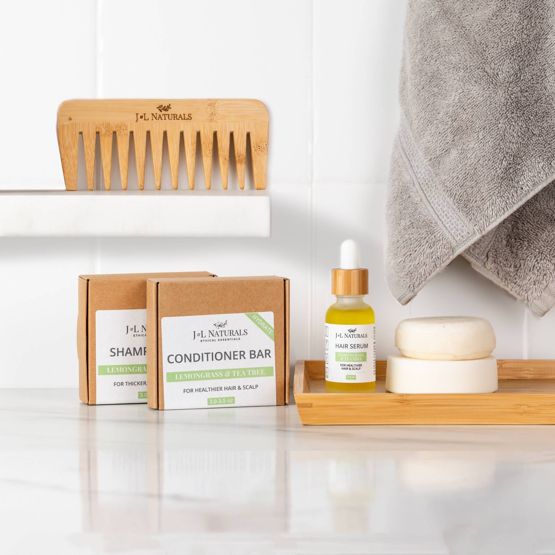 Zitronengras + Teebaum | Feuchtigkeitsspendendes Haarpflegeset Natürliche Sulfat-Freie Haarpflege Vegan Shampoo Bars Und Haaröl Set Zero Waste von JnLNaturals