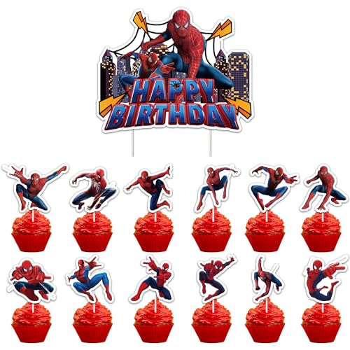 49 Stück Spider Tortendeko, Spider Kuchen Dekoration, Spider Cupcake Toppers Dekoration Cake Topper Geburtstag Kuchendeko, Kinder Party Geburtstag Kuchen Dekoration Party Supplies von JoUbi