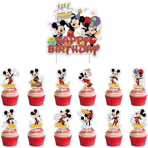 Maus Tortendeko 49 Stück Cartoon Maus Cake Topper Mouse Torten Deko Cupcake Topper Mini Mouse Kuchen Deko für Jungen, Mädchen und Kinder von JoUbi