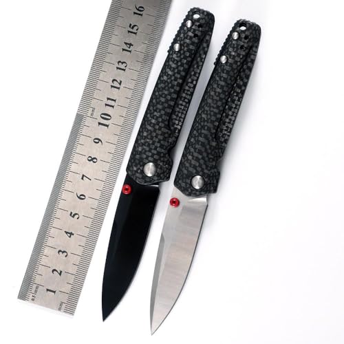 Joa Kleine Handliches Werkzeug Stahl Messer Rutschfest Survival Tragbare Camping Outdoor Messer Neck Knife Edc Jagdmesser Taschenmesser Kohlefaser Klappmesser leicht M390 Schwarz Hochwertige von Joa